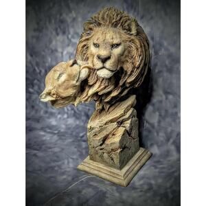 Vintage Mill Creek Studio Lion Lioness Sculpture Statue Signed Slockbower